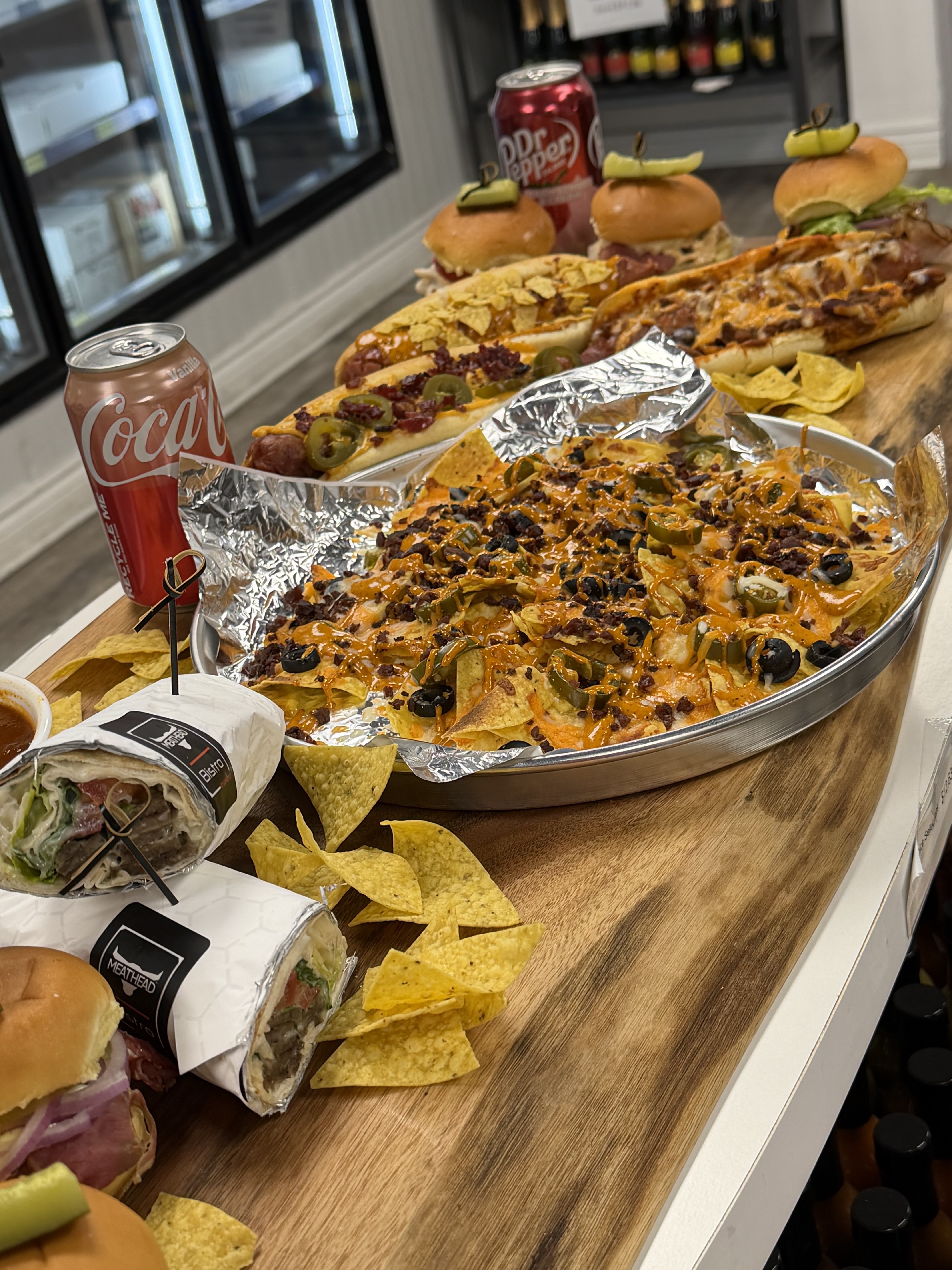 Meathead Bistro sandwiches, sliders, and hot dogs freshly made at the Scarborough counter